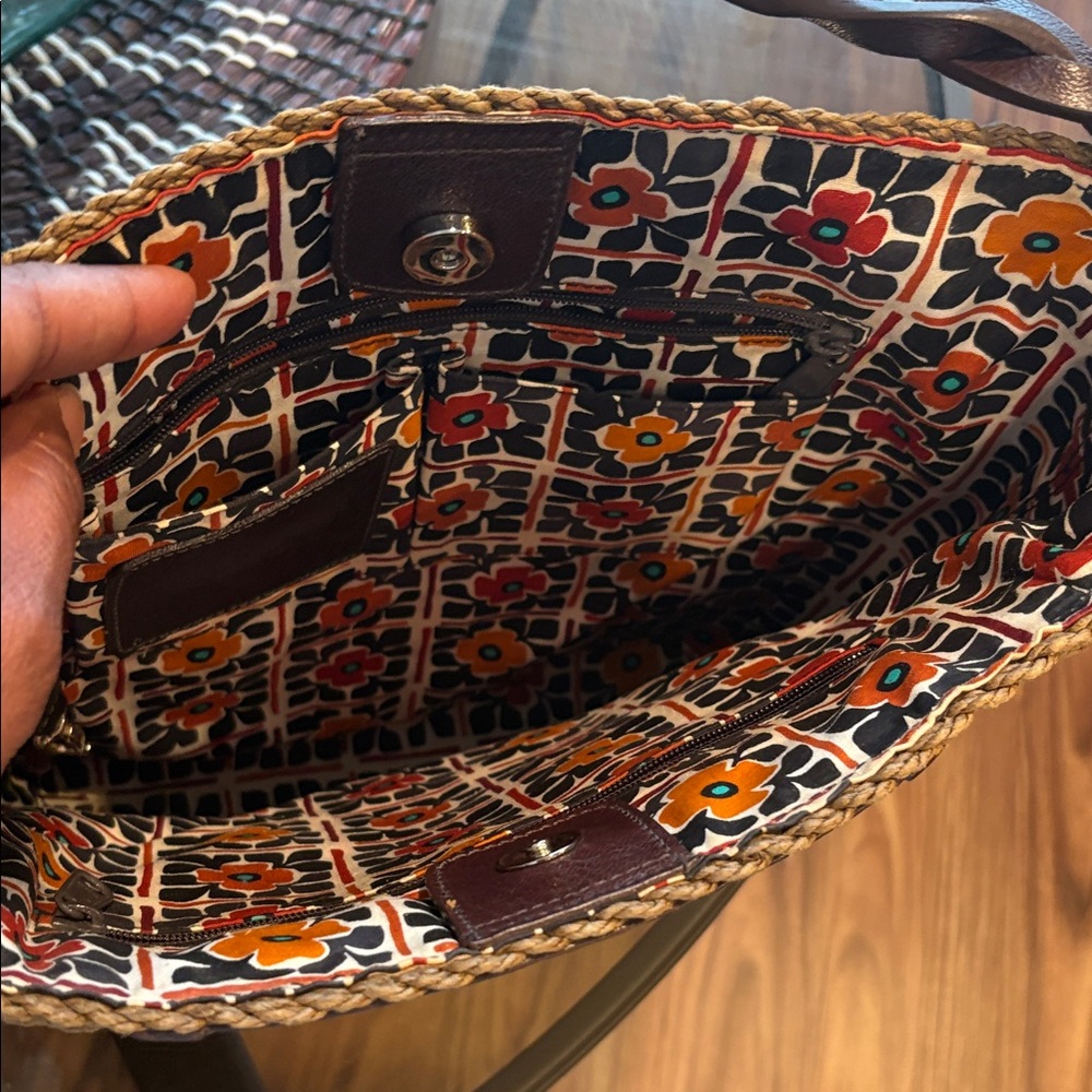Brighton Floral Embroidered Tan and Brown Women's Bag - Picture 2 of 7